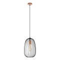 Підвісна люстра на тросі OVELLA 1xE27/15W/230V, діаметр 25 см, чорна/сосна