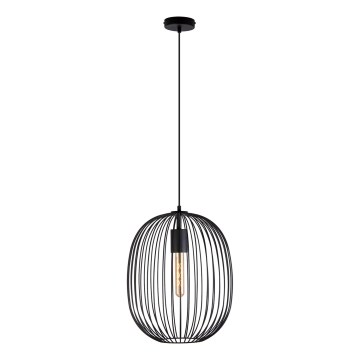 Підвісна люстра на тросі OVELLA 1xE27/15W/230V, діаметр 34 см, чорна