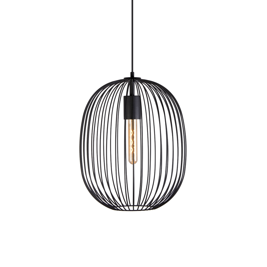 Підвісна люстра на тросі OVELLA 1xE27/15W/230V, діаметр 34 см, чорна