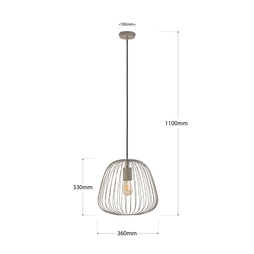 Підвісна люстра на тросі OVELLA 1xE27/15W/230V, діаметр 36 см, бежева