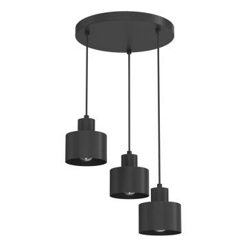Підвісна люстра на тросі PARKLA 3xE27/15W/230V чорна