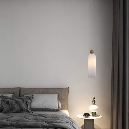 Підвісна люстра на тросі PIEGA 1xE14/40W/230V латунь/білий