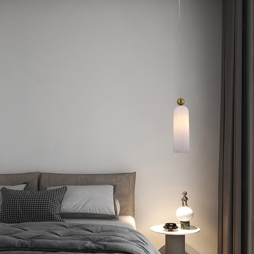 Підвісна люстра на тросі PIEGA 1xE14/40W/230V латунь/білий