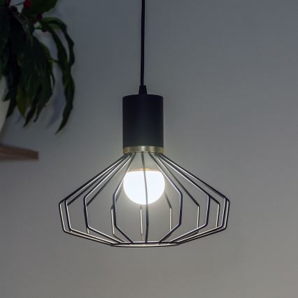 Підвісна люстра на тросі SOLANO 1xE27/15W/230V чорна/золота