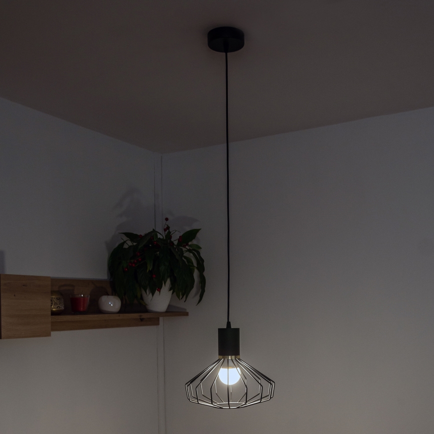 Підвісна люстра на тросі SOLANO 1xE27/15W/230V чорна/золота