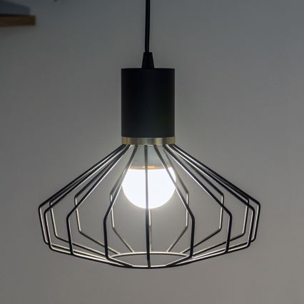 Підвісна люстра на тросі SOLANO 1xE27/15W/230V чорна/золота
