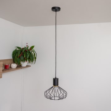 Підвісна люстра на тросі SOLANO 1xE27/15W/230V чорна/золота