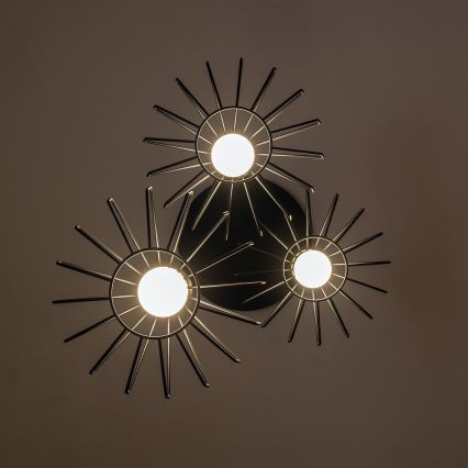 Підвісна люстра на тросі SOLANO 3xE27/15W/230V чорна/золота