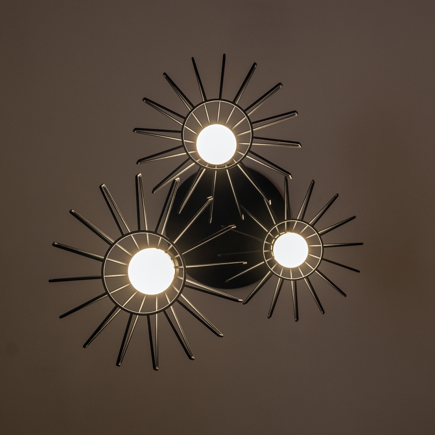 Підвісна люстра на тросі SOLANO 3xE27/15W/230V чорна/золота