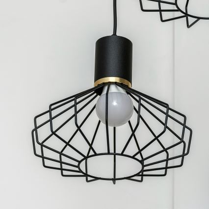 Підвісна люстра на тросі SOLANO 3xE27/15W/230V чорна/золота