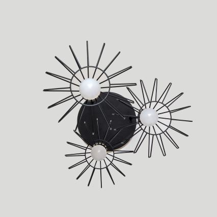 Підвісна люстра на тросі SOLANO 3xE27/15W/230V чорна/золота