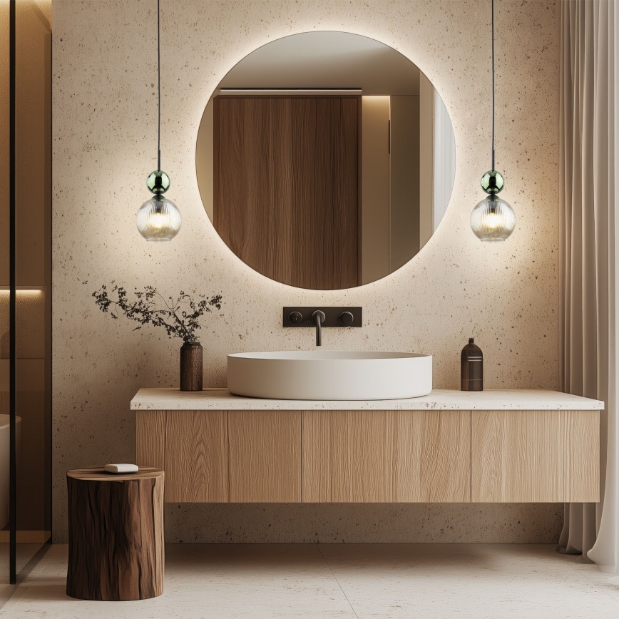 Підвісна люстра на тросі SOPHIA 1xE14/10W/230V чорна/зелена/димчасто-бежева