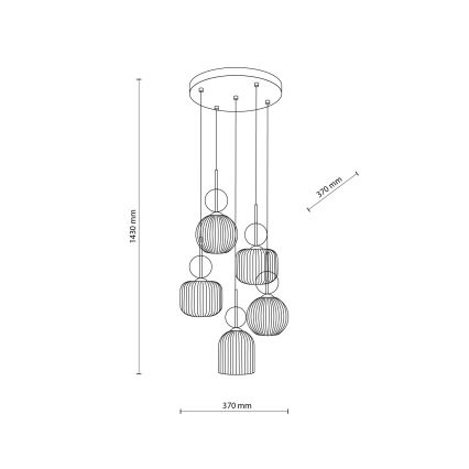 Підвісна люстра на тросі SOPHIA 5xE14/10W/230V чорна/димчасто-бежева