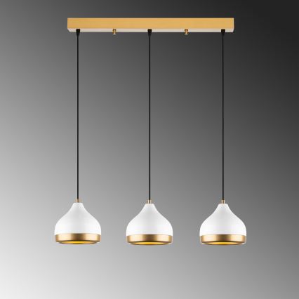 Підвісна люстра на тросі YILDO 3xE27/40W/230V біла/золота