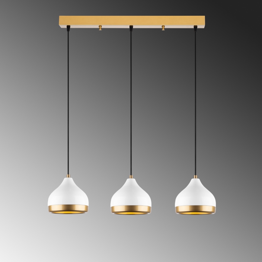 Підвісна люстра на тросі YILDO 3xE27/40W/230V біла/золота