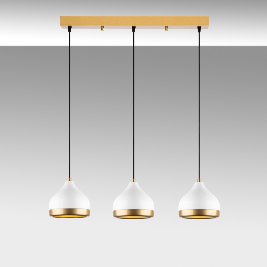 Підвісна люстра на тросі YILDO 3xE27/40W/230V біла/золота