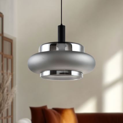 Підвісна люстра на кабелі BRIZI 1xE27/40W/230V сіра/димчаста