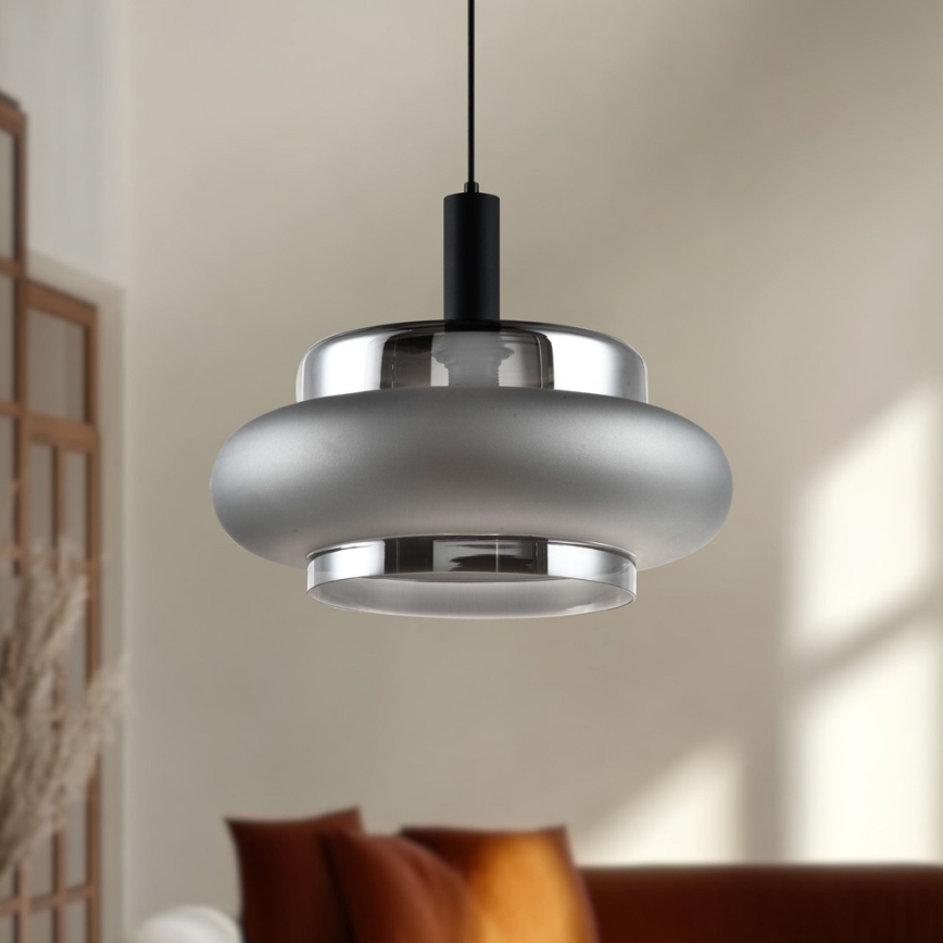 Підвісна люстра на кабелі BRIZI 1xE27/40W/230V сіра/димчаста