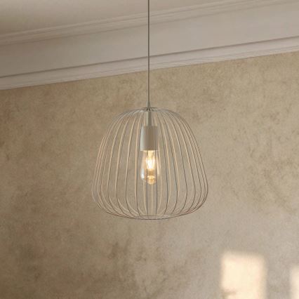 Підвісна люстра на кабелі OVELLA 1xE27/15W/230V діам. 36 см кремова