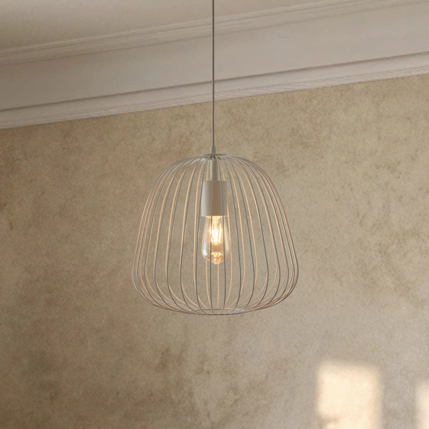 Підвісна люстра на кабелі OVELLA 1xE27/15W/230V діам. 36 см кремова