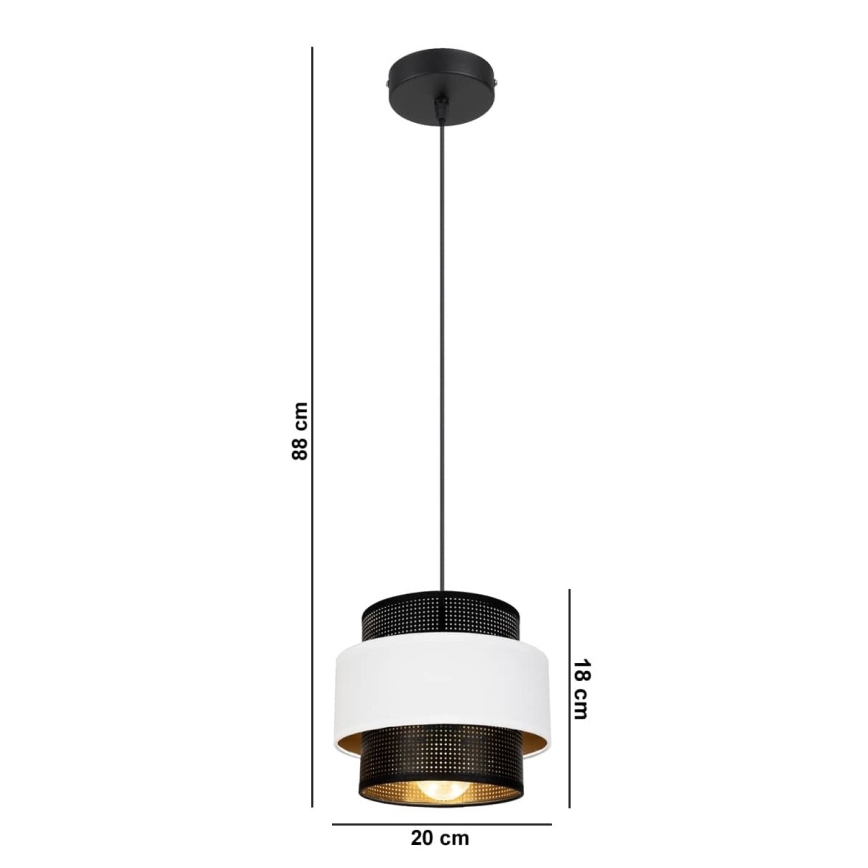 Підвісна люстра NESS 1xE27/60W/230V чорний/білий