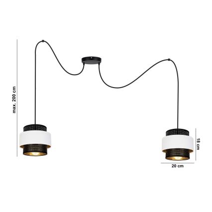 Підвісна люстра NESS 2xE27/60W/230V павук чорний/білий