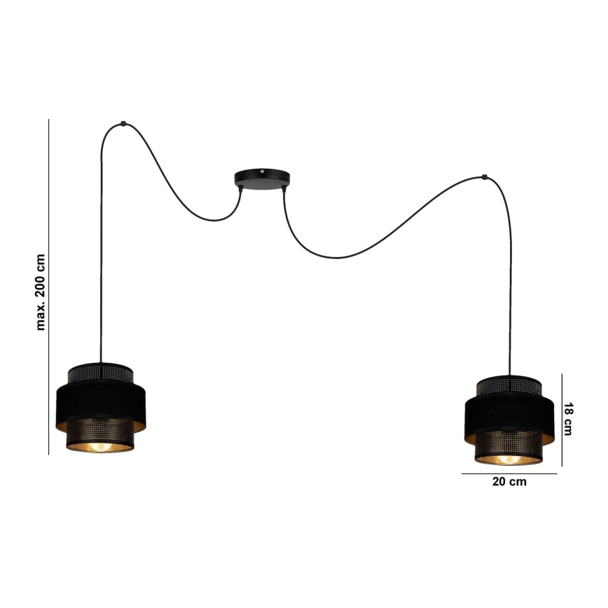 Підвісна люстра NESS 2xE27/60W/230V павук чорний