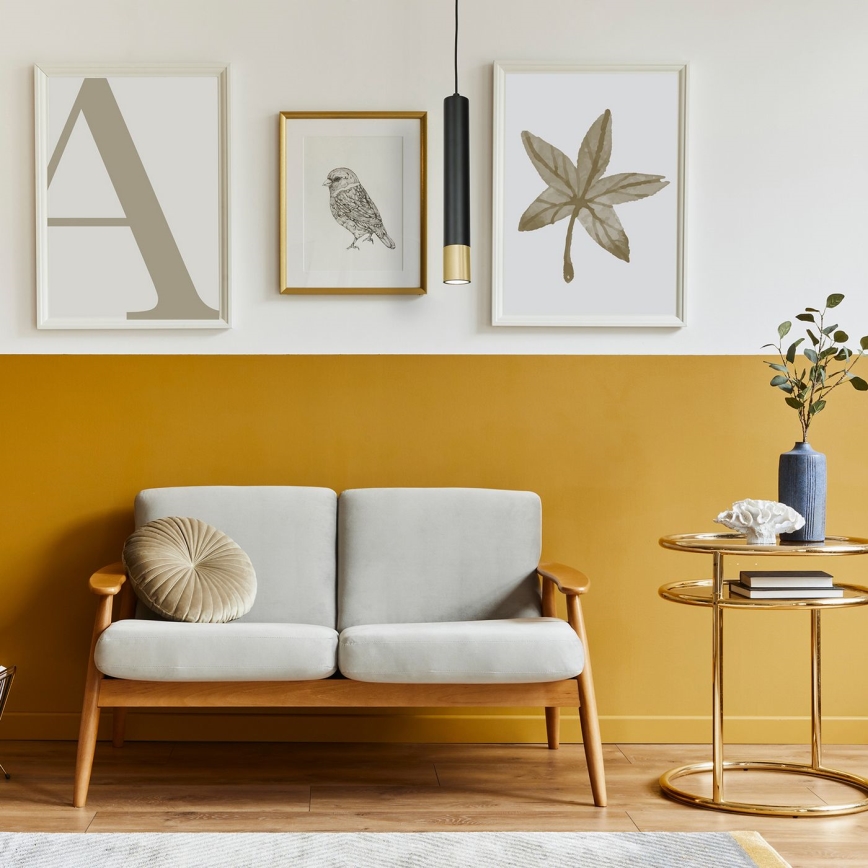 Підвісна люстра NEST 1xGU10/8W/230V чорний/золотий