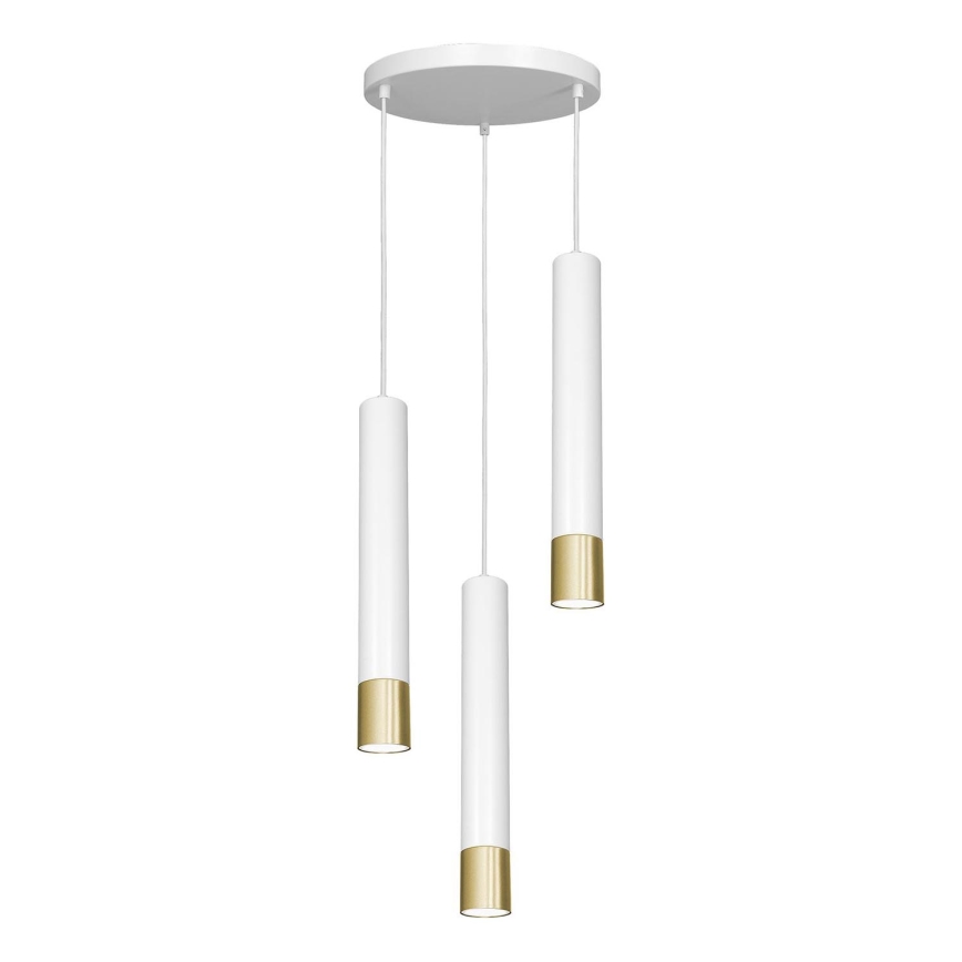 Підвісна люстра NEST 3xGU10/8W/230V білий/золотий кругла форма