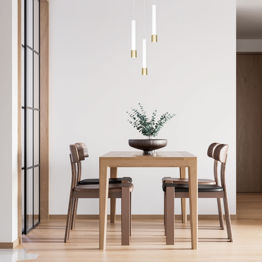 Підвісна люстра NEST 3xGU10/8W/230V білий/золотий кругла форма
