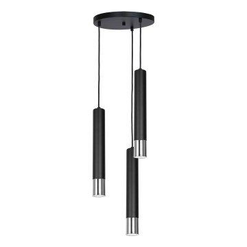 Підвісна люстра NEST 3xGU10/8W/230V чорний/глянцевий хром