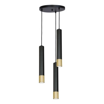 Підвісна люстра NEST 3xGU10/8W/230V чорний/золотий кругла