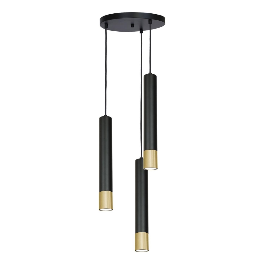 Підвісна люстра NEST 3xGU10/8W/230V чорний/золотий кругла