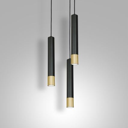 Підвісна люстра NEST 3xGU10/8W/230V чорний/золотий кругла