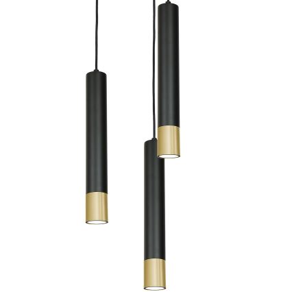 Підвісна люстра NEST 3xGU10/8W/230V чорний/золотий кругла
