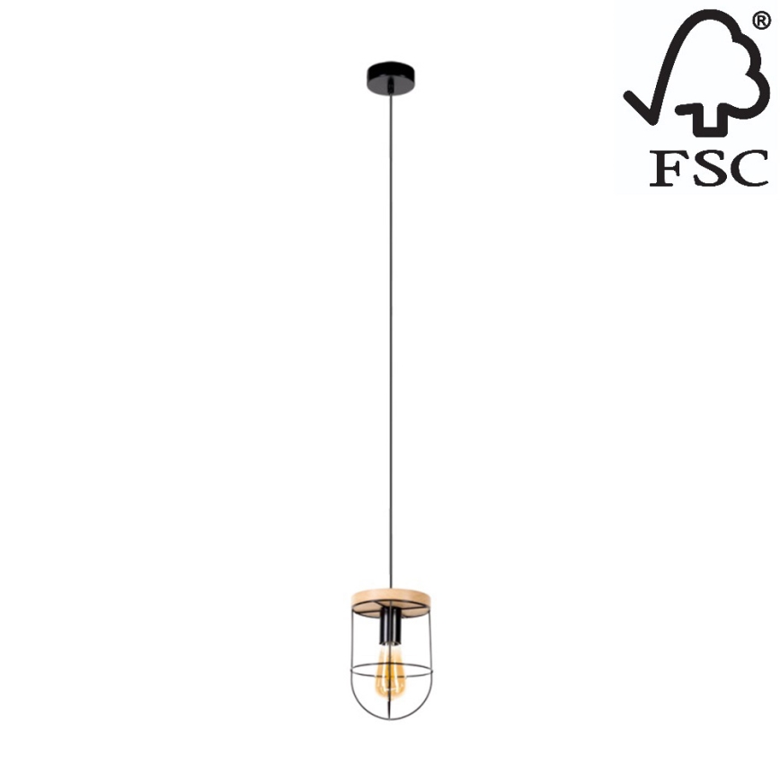 Підвісна люстра NETUNO 1xE27/60W/230V дуб – сертифіковано FSC