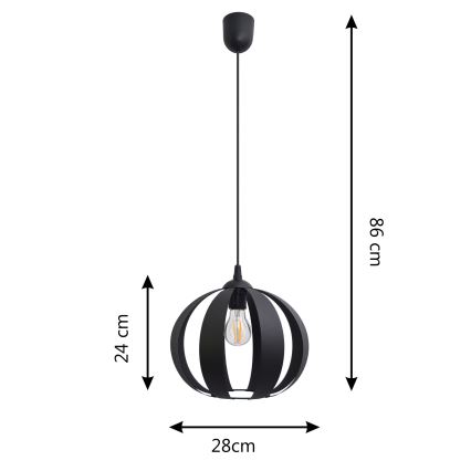 Підвісна люстра NEWTON 1xE27/15W/230V чорний