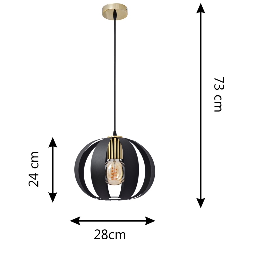 Підвісна люстра NEWTON 1xE27/15W/230V чорний/золотий