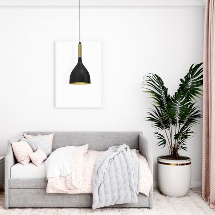 Підвісна люстра NOAK 1xE27/15W/230V чорний/золотий