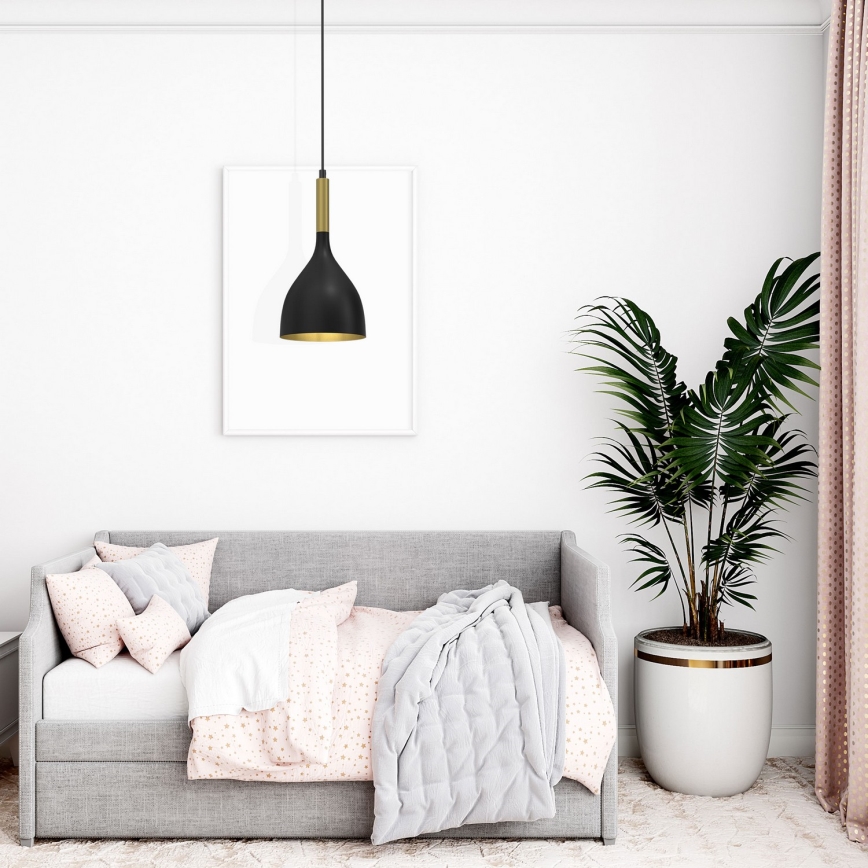 Підвісна люстра NOAK 1xE27/15W/230V чорний/золотий