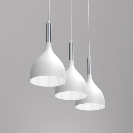 Підвісна люстра NOAK 3xE27/15W/230V білий/глянцевий хром