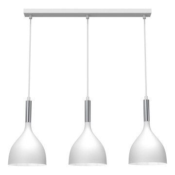 Підвісна люстра NOAK 3xE27/15W/230V білий/глянцевий хром