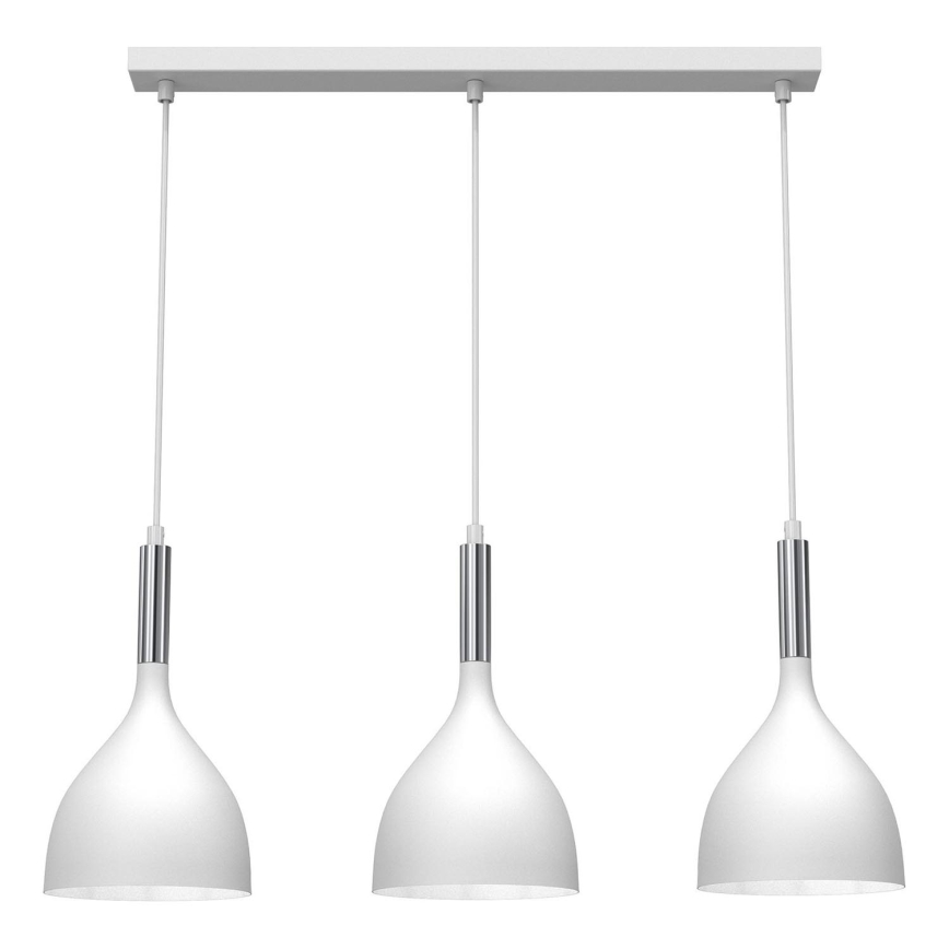 Підвісна люстра NOAK 3xE27/15W/230V білий/глянцевий хром