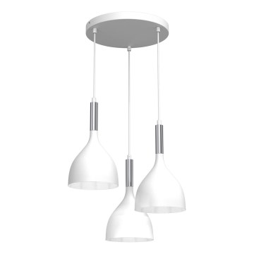Підвісна люстра NOAK 3xE27/15W/230V білий/глянцевий хром