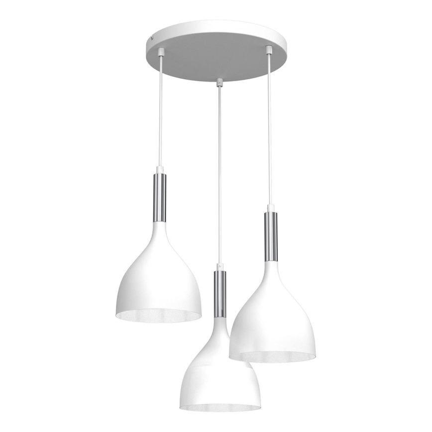 Підвісна люстра NOAK 3xE27/15W/230V білий/глянцевий хром