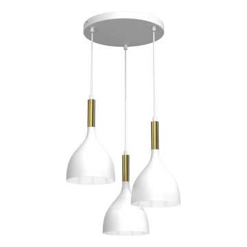 Підвісна люстра NOAK 3xE27/15W/230V білий/золотий