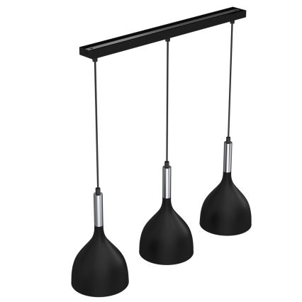 Підвісна люстра NOAK 3xE27/15W/230V чорний/глянцевий хром