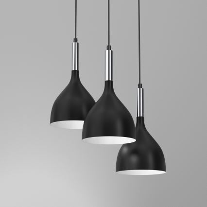 Підвісна люстра NOAK 3xE27/15W/230V чорний/глянцевий хром