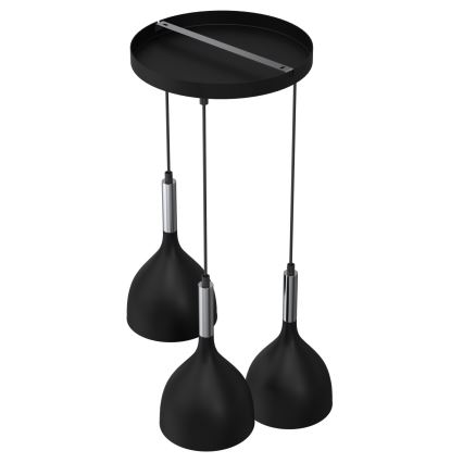 Підвісна люстра NOAK 3xE27/15W/230V чорний/глянцевий хром