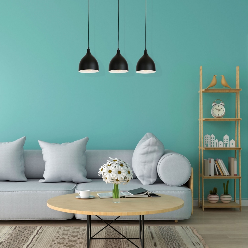 Підвісна люстра NOAK 3xE27/15W/230V чорний